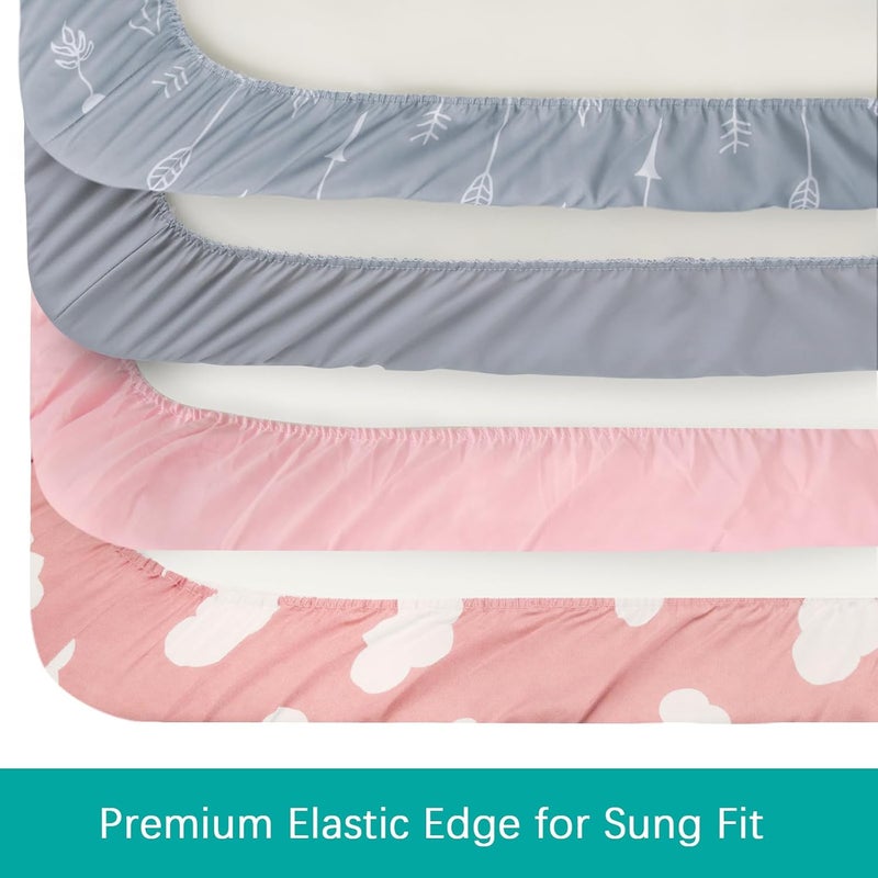 Biloban Changing Pad Cover Girl, Diaper Changing Pad Covers 4 Pack, Fitted Baby Changing Table Sheets for 32''×16'' Change Table Pad, Cradle & Bassinet Sheets, Soft & Breathable - Image 4